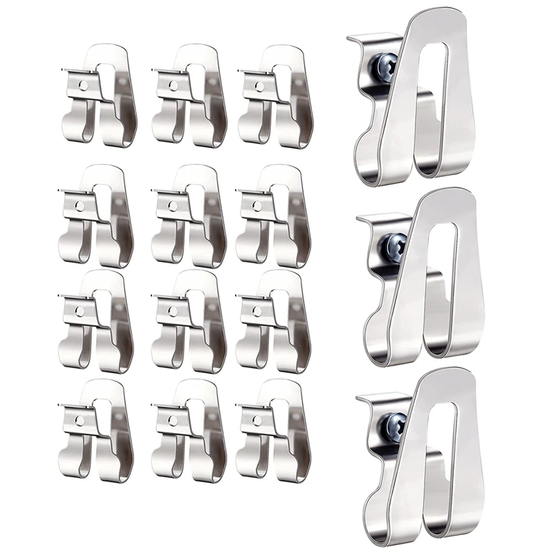 

15 Pcs Replacement Belt Clip Hooks Stainless Steel Driver Belt Clip Drill Clip Hook Tool With Screws Power Tool Parts
