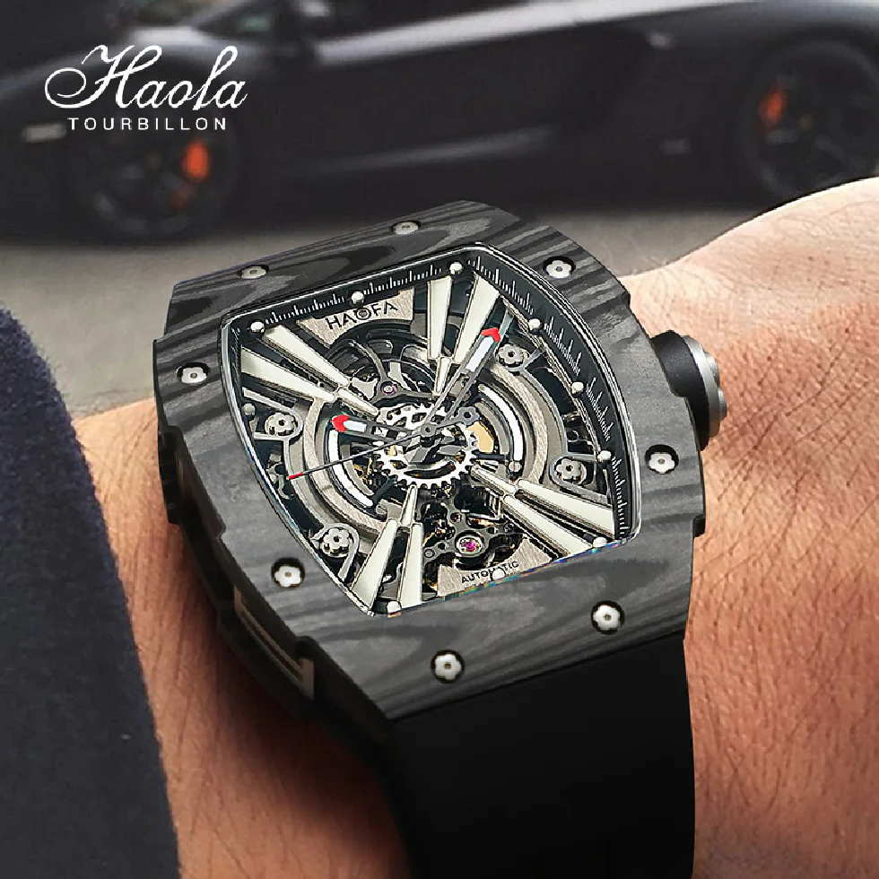 

Haofa Luxury Automatic Watch For Men Skeleton Mechanical Sapphire Self-wind Movement Luminous Mens Watch 80H Power Reserve 1906
