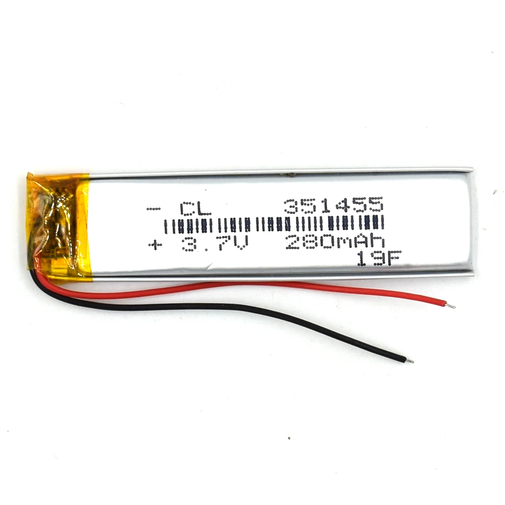 

351455 3.7V 280Mah Rechargeable Lithium Li-Po Li-Polymer Li Ion Recorder Battery Accumulator Akku for Bluetooth Speaker Dvd