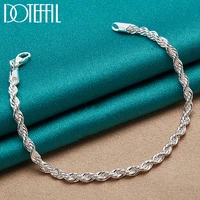 doteffil 925 sterling silver 4mm water wave chain bracelet for women man wedding engagement party fashion jewelry