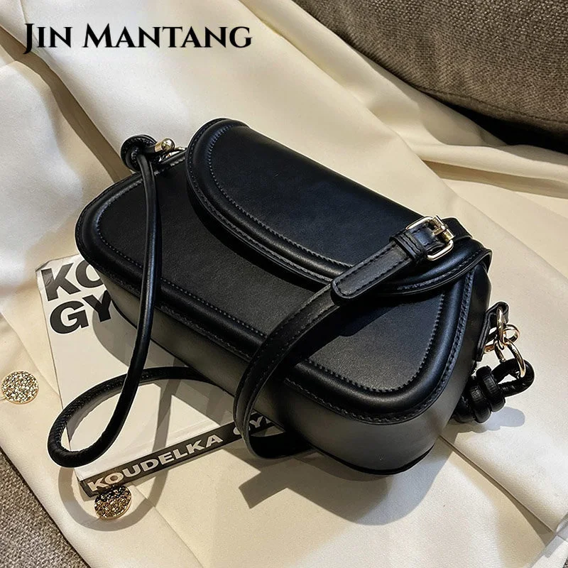 

Solid Color Small PU Leather Saddle Bags for Women 2023 Winter Trend Handbags and Purses Lady Crossbody Bag