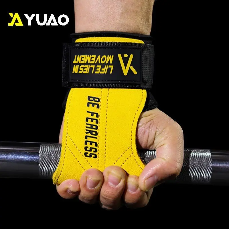 

Cowhide Gym Gloves Grips Anti-Skid Weight Lifting Grip Pads Deadlifts Workout Fitness Gloves Pull ups Bracer Protection