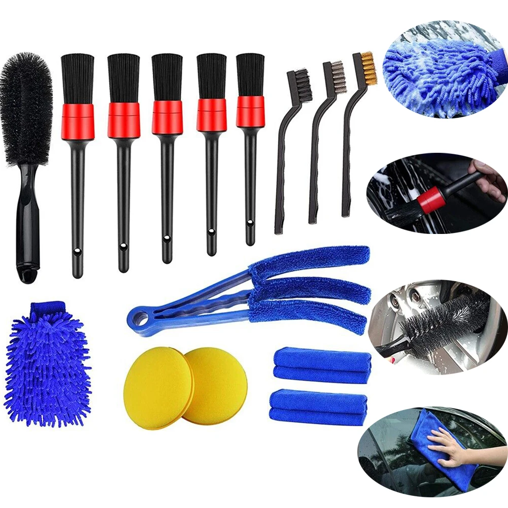 

Car Accessories Cleaning Tool Kit Leather Air Vents Scrubber Washing Gloves Polisher Adapter Waxing Detailing Brush Grooming Kit