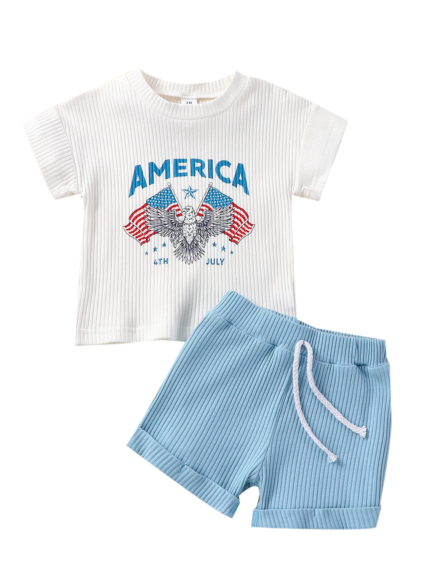 

Omkzanbi 4th of July Baby Boy Outfit American Cowboy T-Shirt Jogger Shorts Toddlers Independence Day Western Summer Clothes