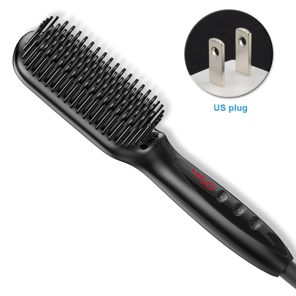 

Portable Electric Adjustable Temperature Automatic Lock LCD Display Salon Hot Air Brush Home Travel Memory Function Fast Heating