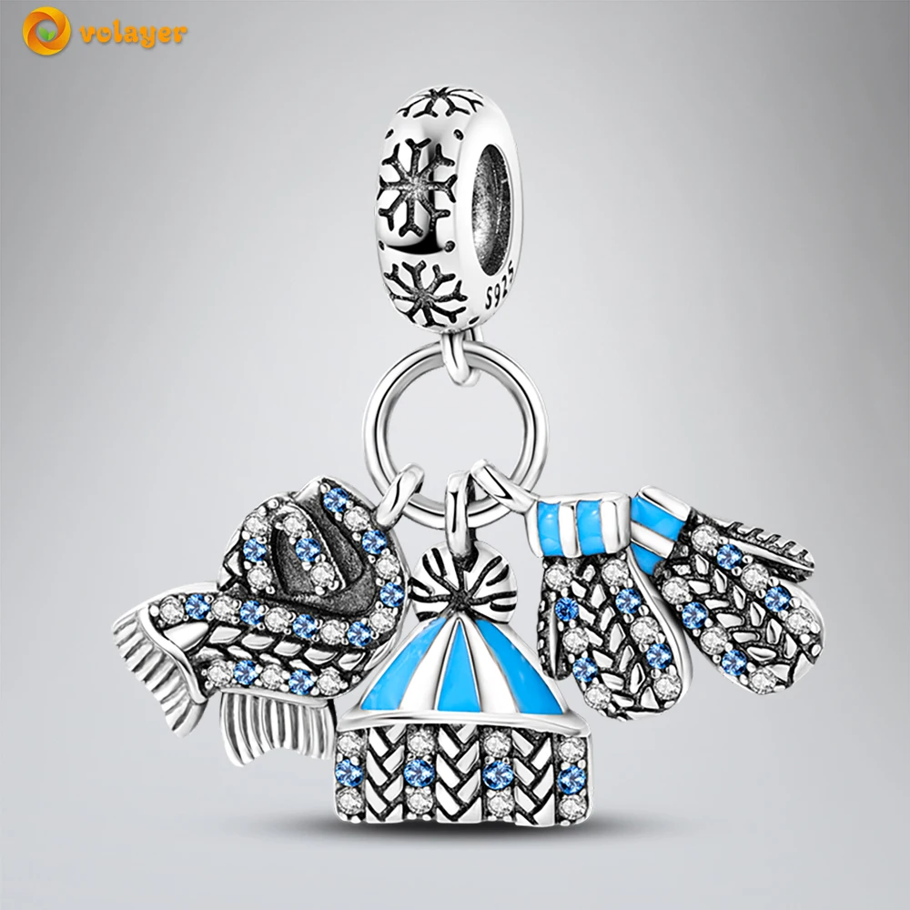 

Volayer 925 Sterling Silver Beads Warm Winter Dangle Charm fit Original Pandora Bracelets for Women Jewelry Making