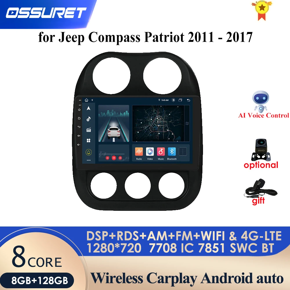 

Автомагнитола 4G 2Din Android 10 для JEEP Compass Patriot 2010 2012 2013 2014 2015 2016 мультимедийный Стерео DVD плеер навигация GPS