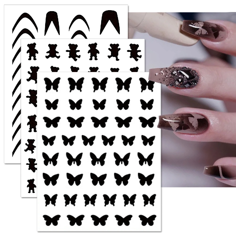 

1PCS 3D Butterfly Bear Star Nail Stickers Manicure Supplies Nail Slider Inkjet Hollow Out Nail Decal Nail Decoration Nail Parts