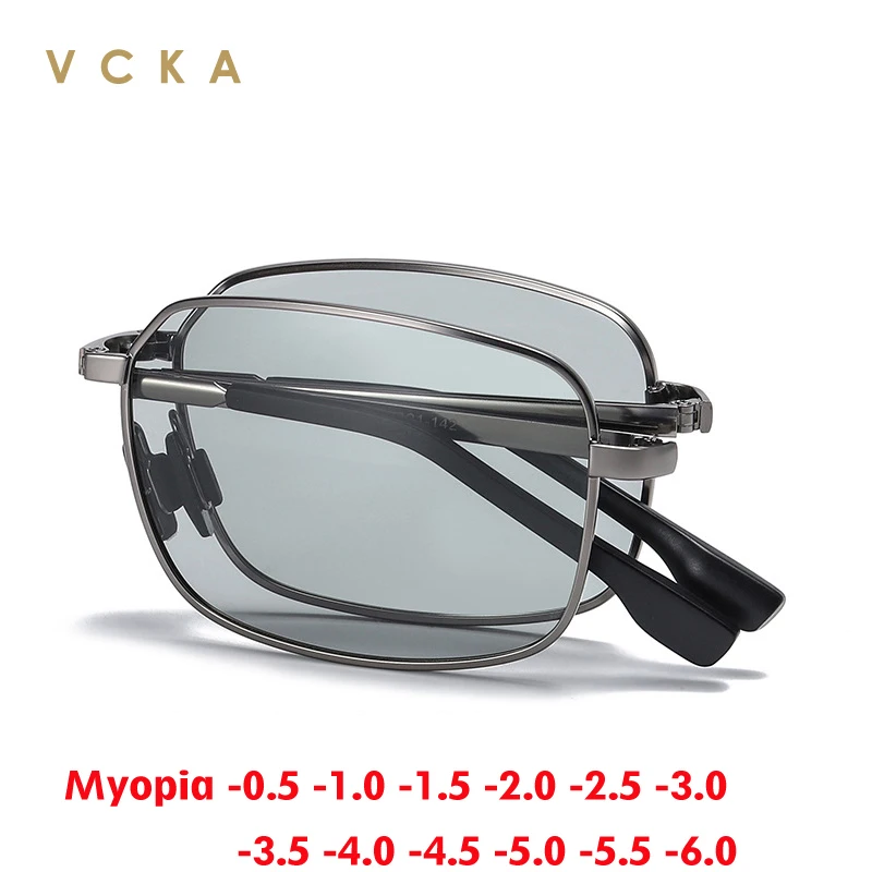 VCKA Складные квадратные мужские солнцезащитные очки для близорукости новинка 2025