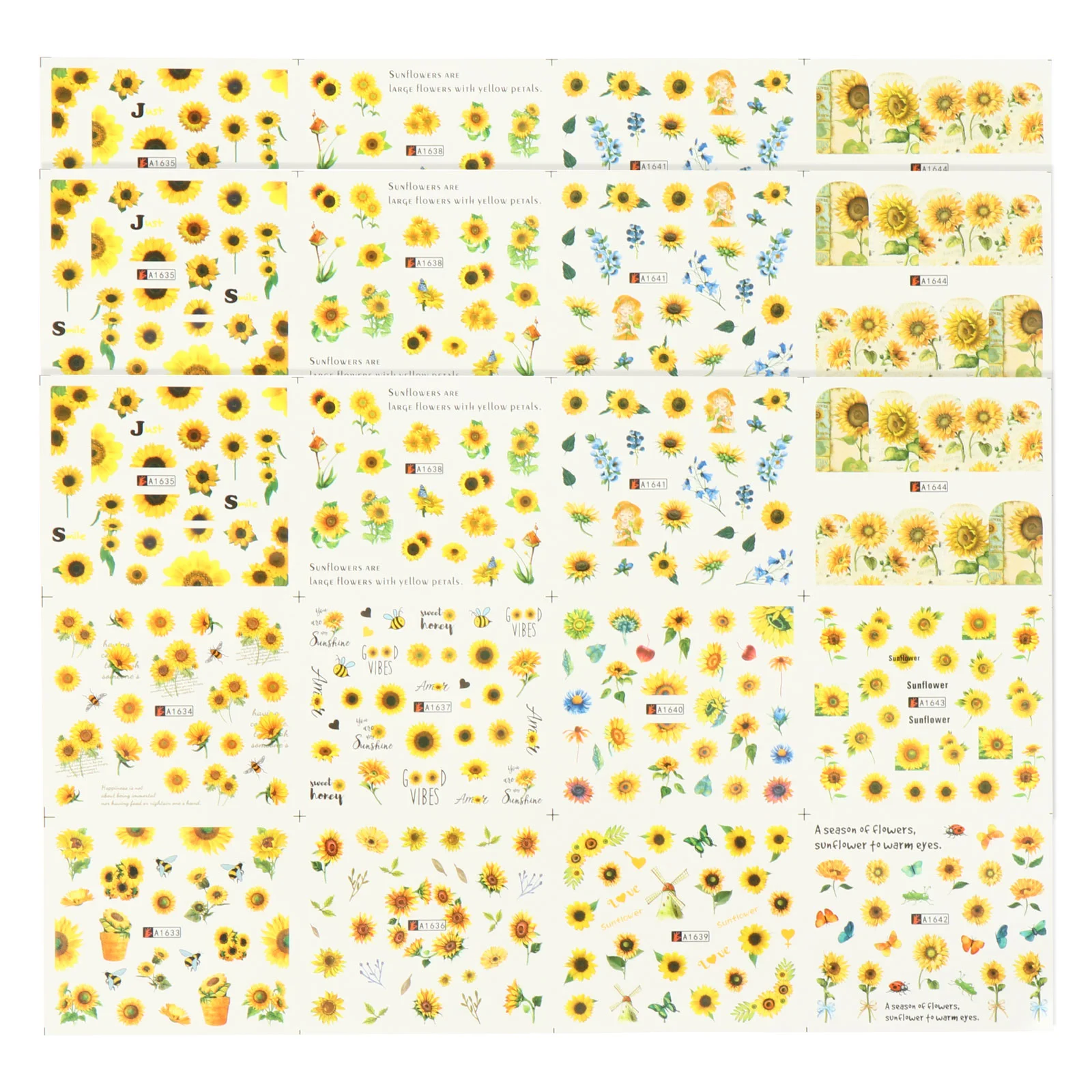 

3 Sheets Sunflower Nail Art Stickers Nail Decals Nail Art Accessories for Girls