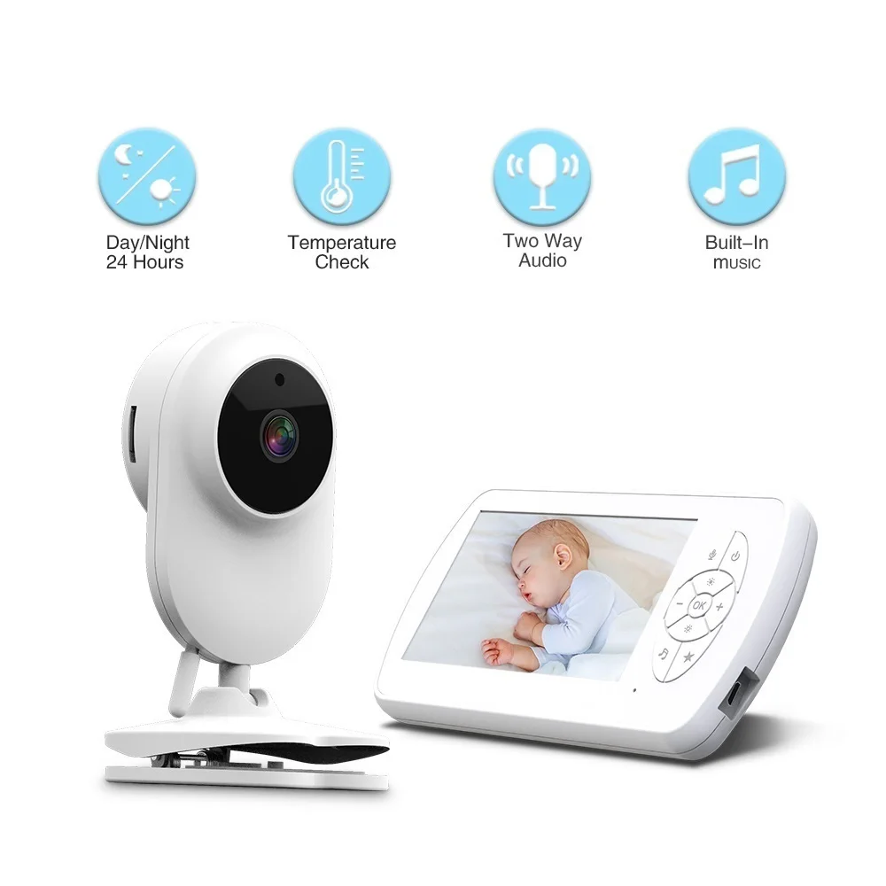 

Видеоняня с камерой, 4,3 дюйма, двусторонняя аудиосвязь