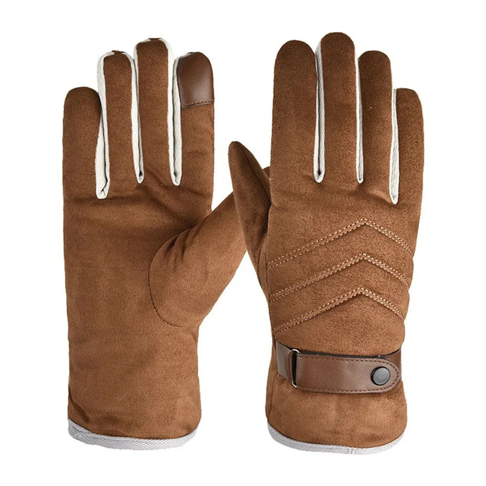 

Winter Warm Suede Road Cycling Gloves With Sensitive Touch Screen Texting Fingers Windproof Workout Gloves For Men Women RG21