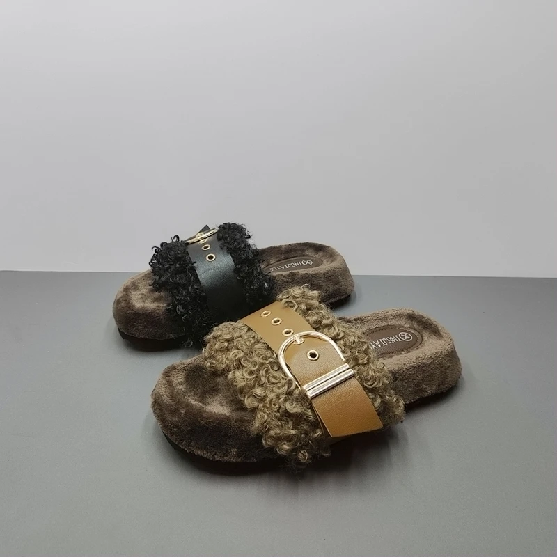 Женская обувь 2024 тапочки мягкие роскошные шлепанцы меховые пантофле женские на