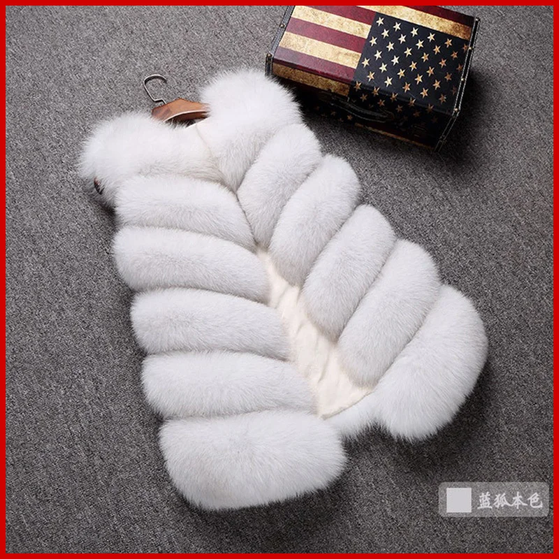 ICCLEK Fur fox fur vest coat imitation fur medium long artificial fur vest