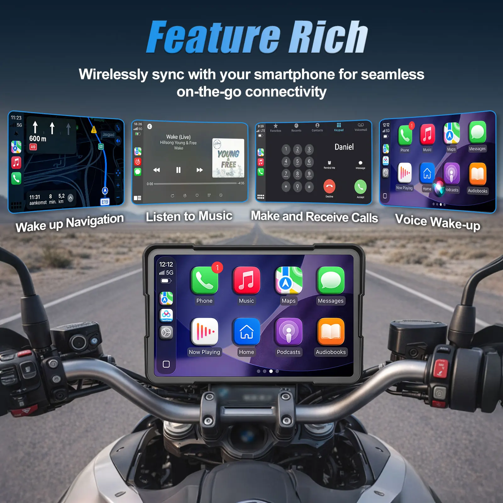 Фото WUEASTE 6-дюймовый мотоциклетный CarPlay для моделей BMW, Android Auto, GPS-навигация для BMW R1200GS, R1250GS, S1000XR, R1300GS №4