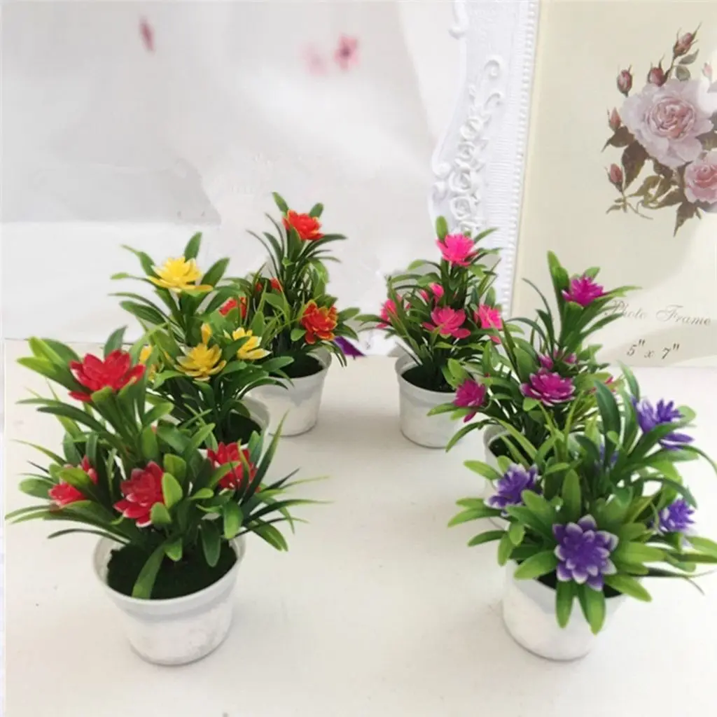 

Fresh with Pot Bright Color Household Lifelike Potted Ornaments Home Decor Artificial Flower Simulated Potted Flower