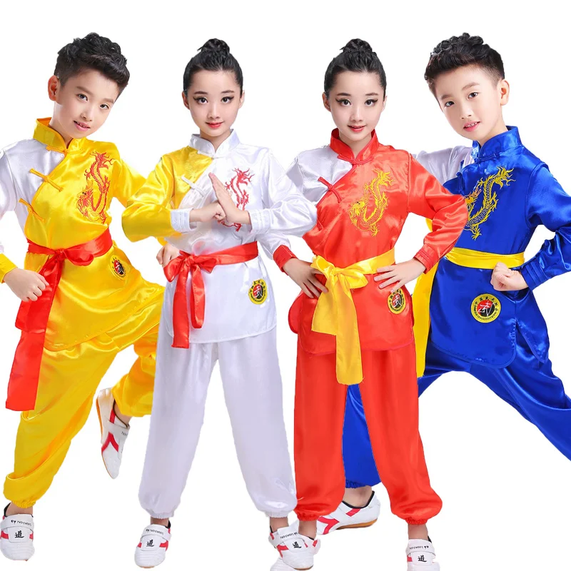 

Children Chinese Traditional Wushu Clothing for Kids Martial Arts Uniform Kung Fu Suit Girls Boys Stage Performance Costume Set