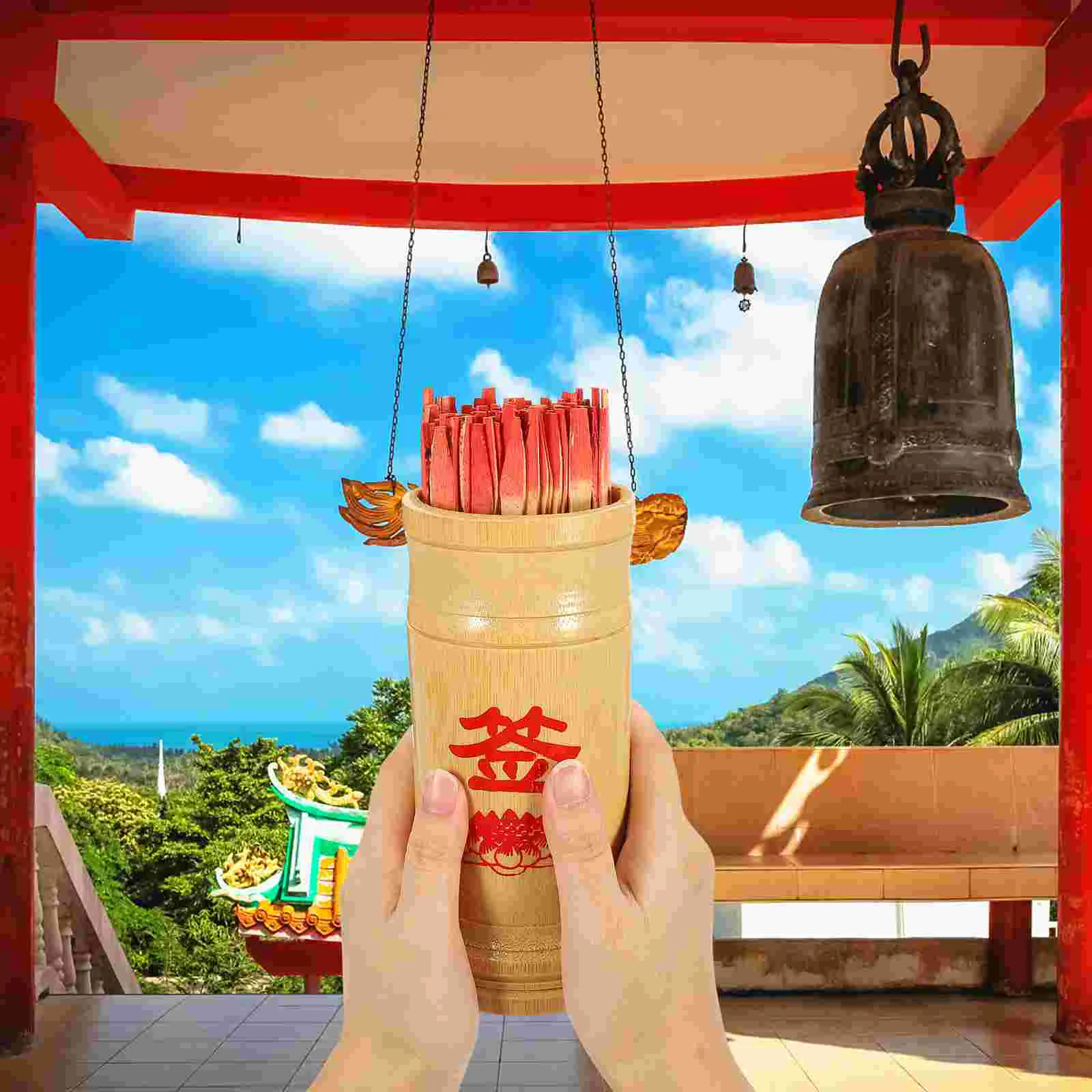 

Fortune Sticks Divination Chinese Game Telling Bucket Stickset Prop Withpot Props Asian Teller Wooden Kau Cim Chien Tung Vintage