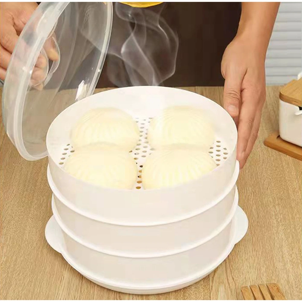 

Transparent Microwave Oven Special Steamer Steamed Bun Dumpling Container Steamed Rice Multi Layer Steamer Plastic Steamer