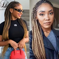 ombre brown crochet braid hair lace front wigs pre plucked handmade african braided synthetic hair braids wigs for black women