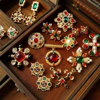 vintage enamel cross embossed brooch pearl rhinestone high sense womens pin suitable for womens wedding party jewelry