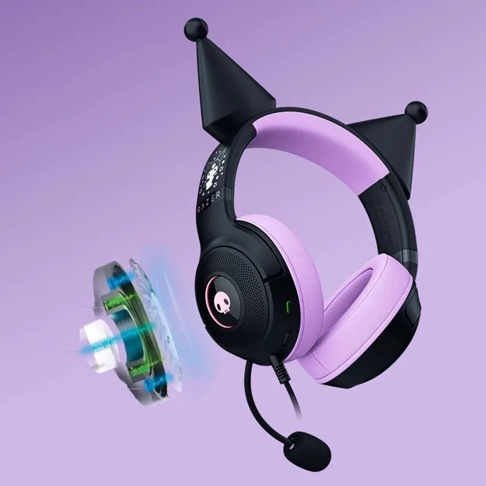 Проводная USB-гарнитура Razer Sanrio Kuromi Edition RGB-гиперпрозрачный кардиоидный