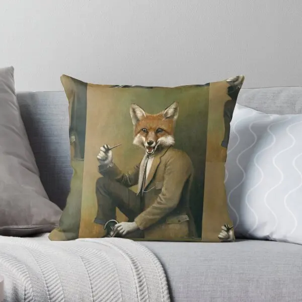 

Vintage Mr Fox Printing Throw Pillow Cover Square Fashion Cushion Throw Sofa Office Hotel Bed Decorative Pillows not include