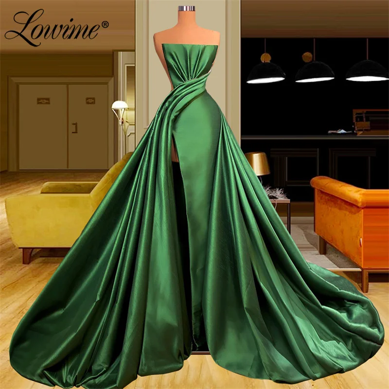 

Женское длинное вечернее платье Lowime, зеленое пышное платье для выпускного вечера, модель 2022 от кутюр, без бретелек