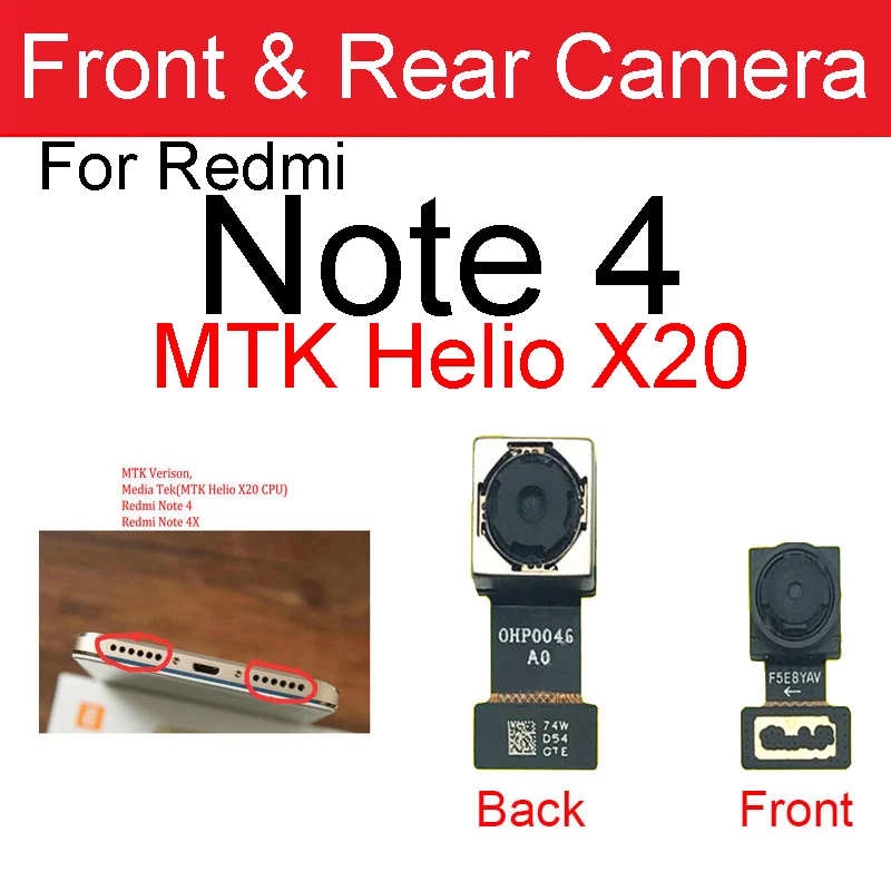Фото Модуль передней и задней камеры для Xiaomi Redmi 4 4A 4X Pro, для Note 4X Pro, основная камера, гибкий кабель, запасная часть №5