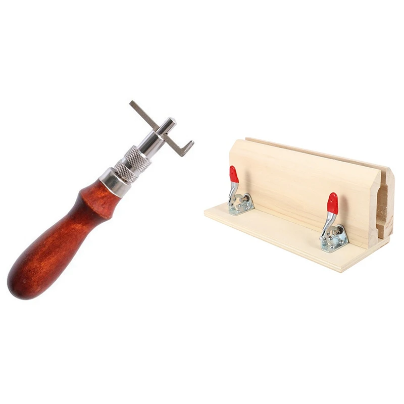 JHD-1 Pcs Pro Stitching Groover Crease Leather Craft Tool & 1 Pcs Hand-Stitched Sewing Clamp Leather Stitching Pony