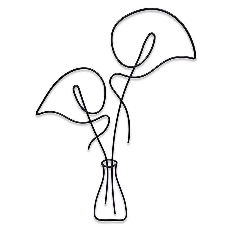 

Wall Hanging Black Metal Flower Art Decor Wire Floral Wall Decoration
