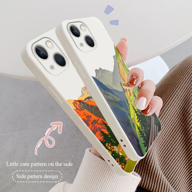

Beautiful landscape snow mountain For Apple iPhone 14 13 12 11 Pro Max mini XS XR X 8 7 SE Liquid Rope Phone Case Capa Cover