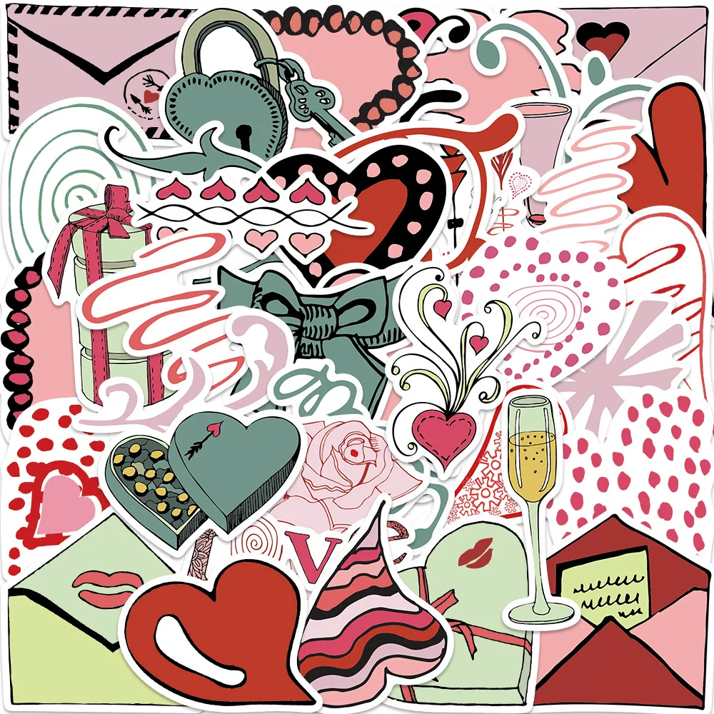 

10/30/41 шт., наклейки в виде мультяшного сердца