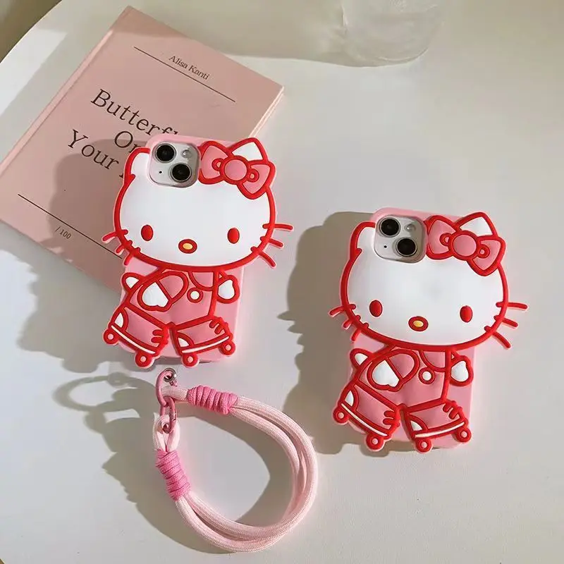 Силиконовый чехол Hello Kitty в форме конька с ремешком Sanrio аниме милый мягкий