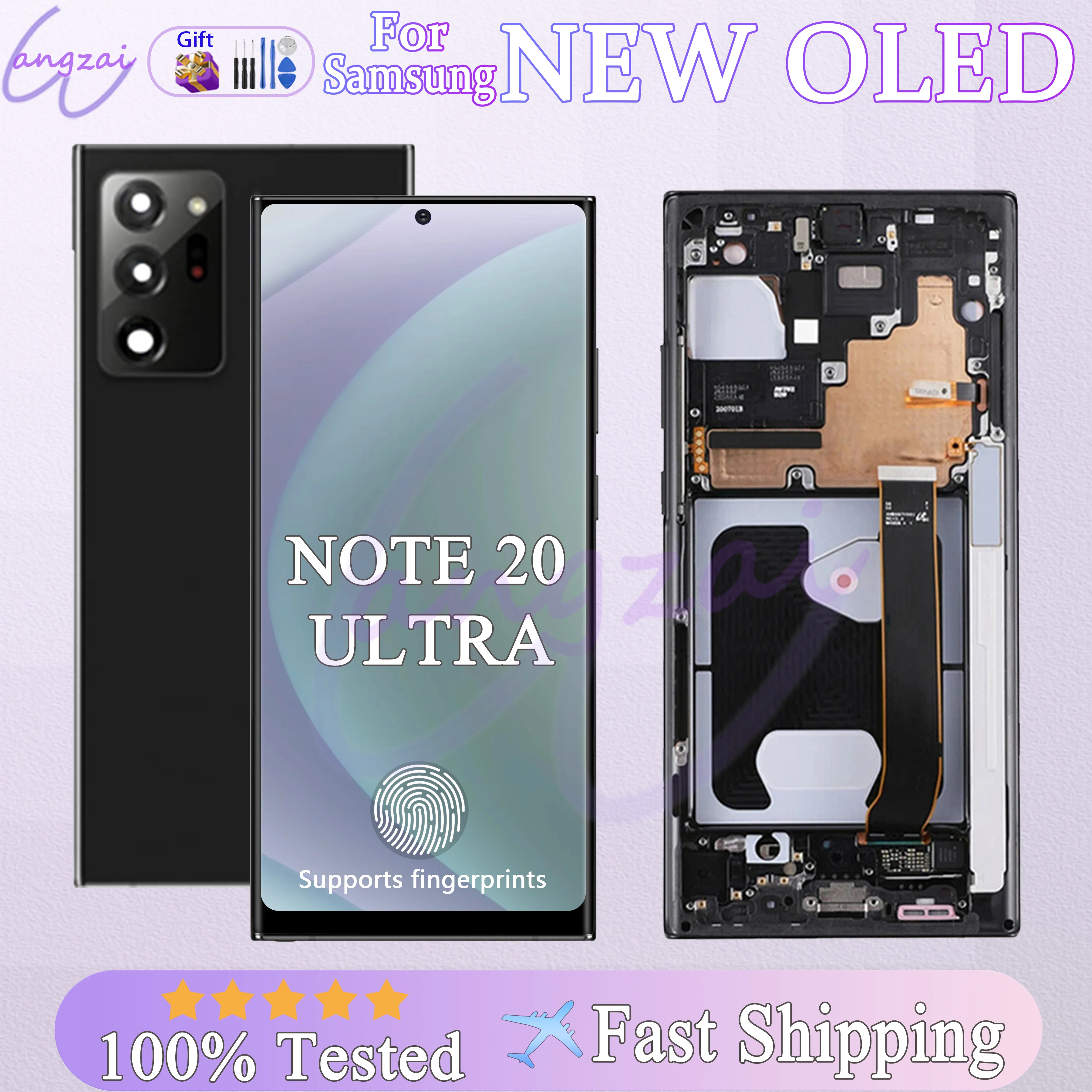 100% тест OLED для Note20 Ultra Lcd Samsung Galaxy Note 20 сенсорный экран с рамкой N985 N986 N986b Замена