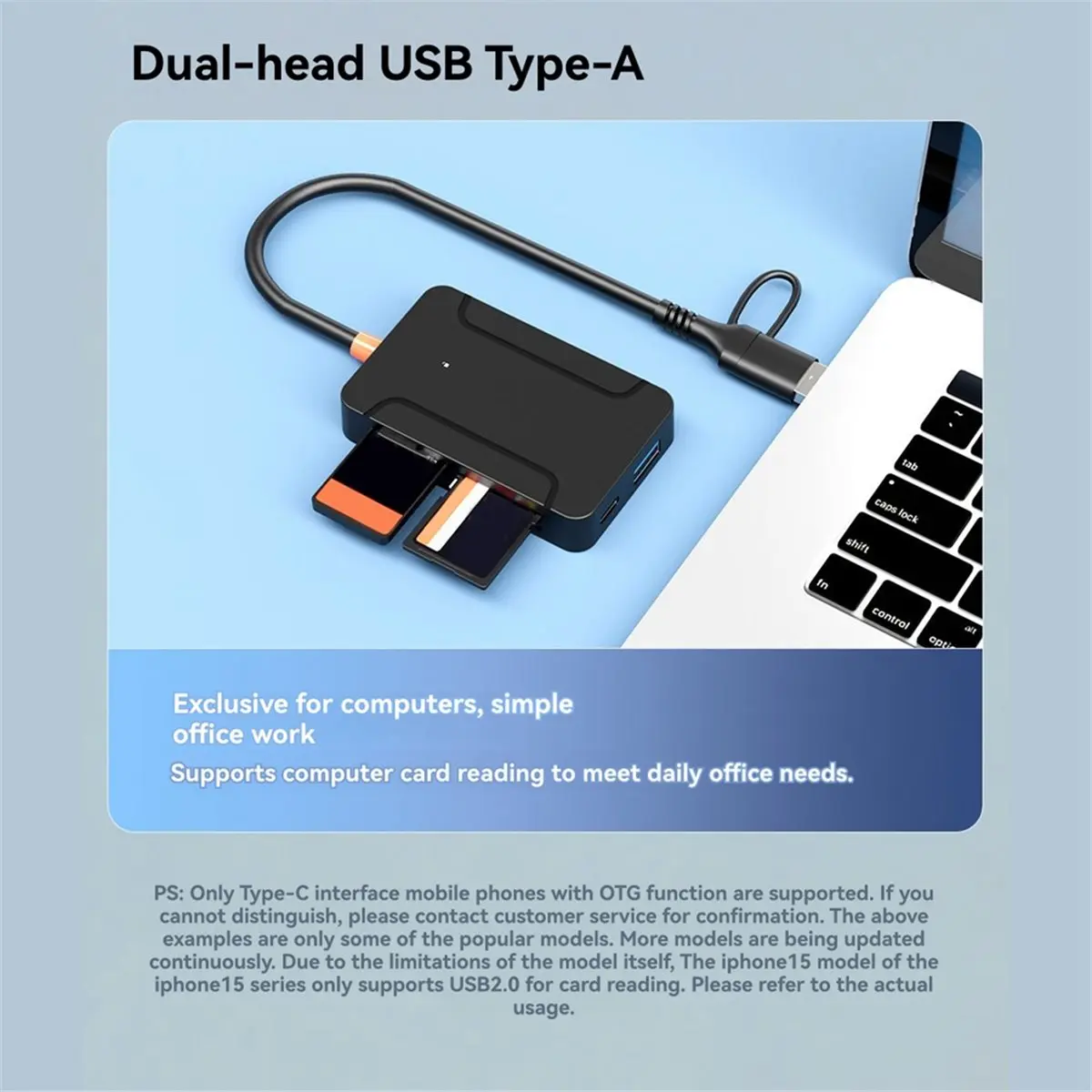 Фото Картридер Lillili Type C USB 3.0 для SD, TF, CF, MS, U Disk, Compact Flash, адаптер для ноутбука, мультикардридер 8 в 1 №4