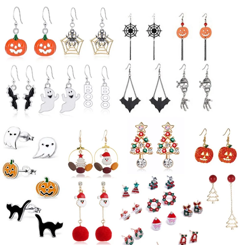 

Trendy Halloween Drop Earrings For Women Moon Death Ghost Pumpkin Skeleton Dangle Earrings Party Accessories Funny Jewelry Gifts