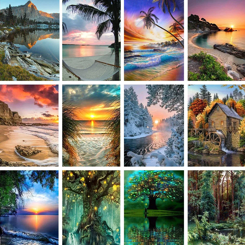 

5D алмазная живопись «сделай сам», пейзаж, берег, закат, стразы, картина, полноразмерная/круглая Алмазная вышивка, мозаика, украшение, подарок