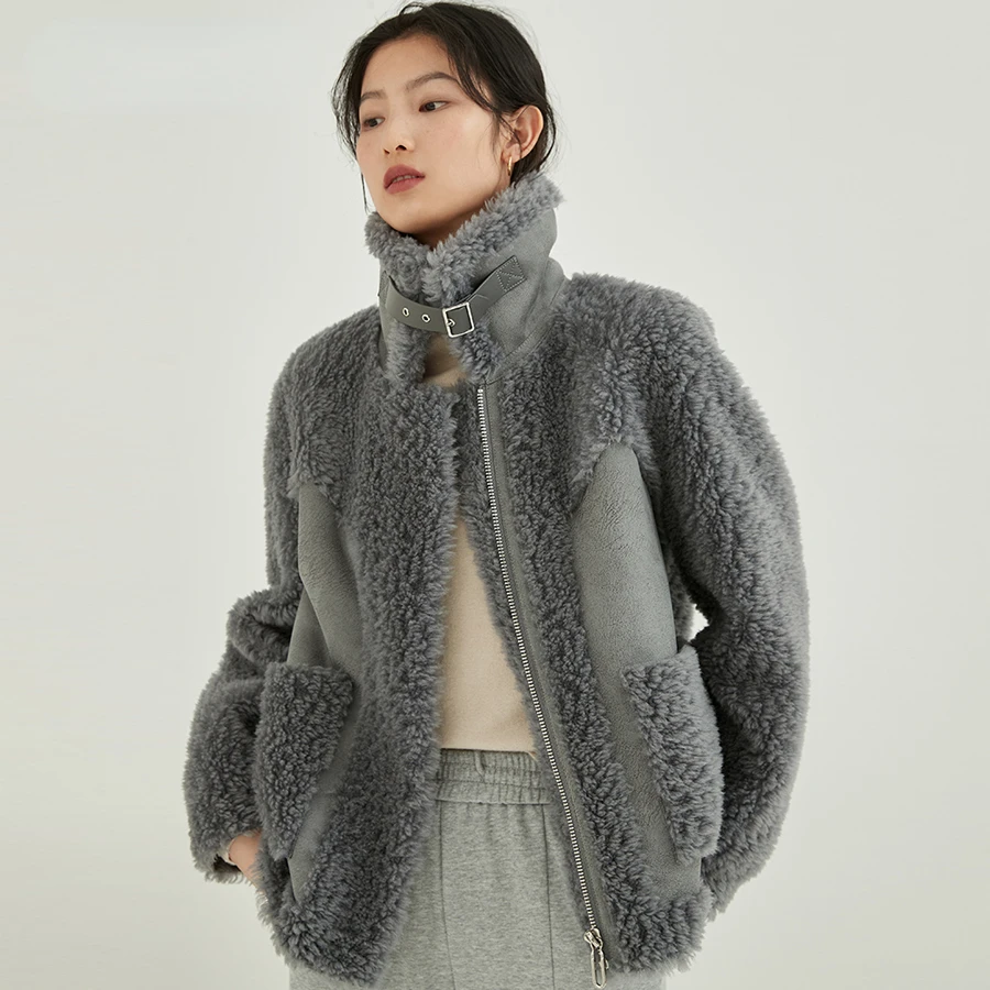 

Женская теплая меховая куртка, зимнее плотное пальто из 30% натуральной шерсти, верхняя одежда