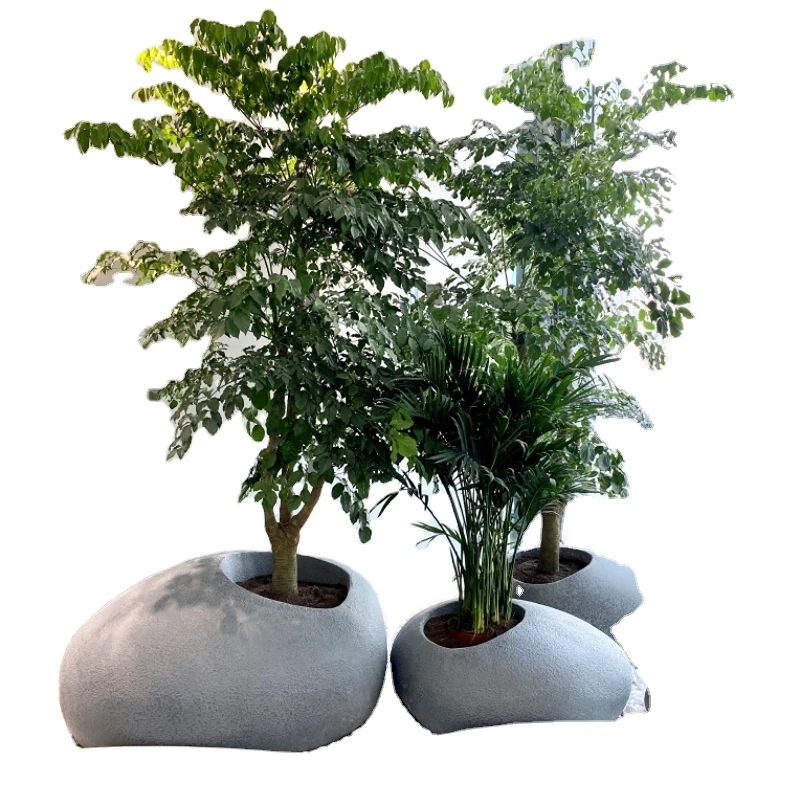 

Nordic Creative Big Indoor Outdoor Stone Flower Pots Fibreglass Planter Home Garden Decoration Plant Pot