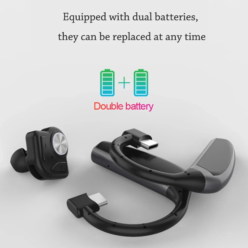 Фото Bluetooth5.0 Наушники Два аккумулятора Bluetooth-крючки для наушников Беспроводная гарнитура Handfree 270 мАч с микрофоном Запасная батарея №2