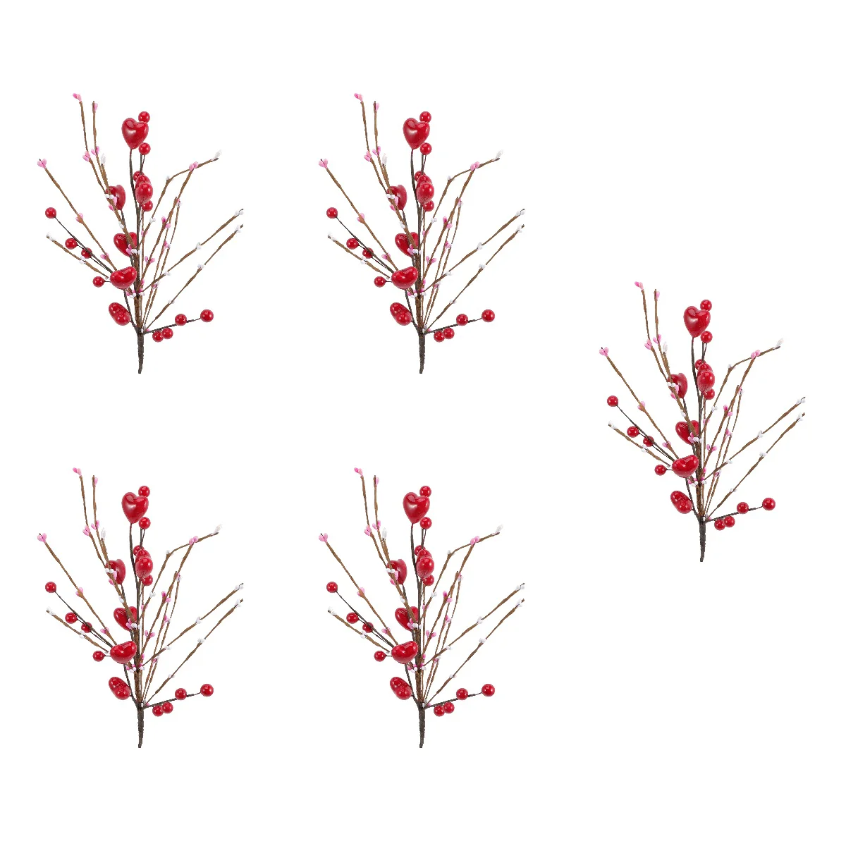 

5pcs Valentine Day Simulation Branch Delicate Heart Branch Table Centerpiece Party Favor for Vase