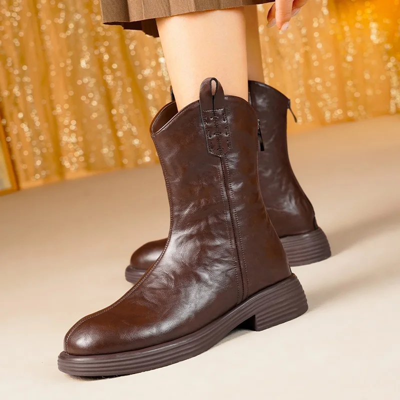 DRKANOL 2024 большой размер 35-42 зимние шерстяные теплые сапоги женские с круглым