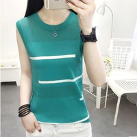 sexy patchwork ice silk knitted tops blusas mujer de moda 2021 women o neck hollow out knit pullover fashion thin blouse tank
