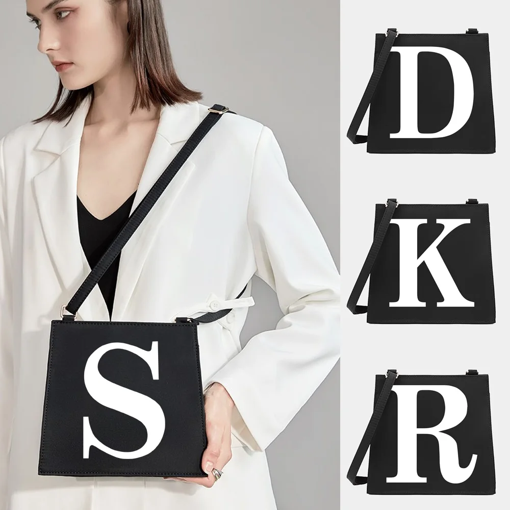 

New Women Shoulder Messenger Commute Crossbody Tote Bag White Letter Series Pattern Designer Small Square Bags Purse Handbag