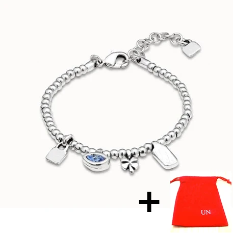 

2022 Новый, подходит для UNO DE 50, модный, гальванизированный, женский, серебряный, цветной браслет, синий драгоценный камень, нишевая популярная бижутерия, подарок