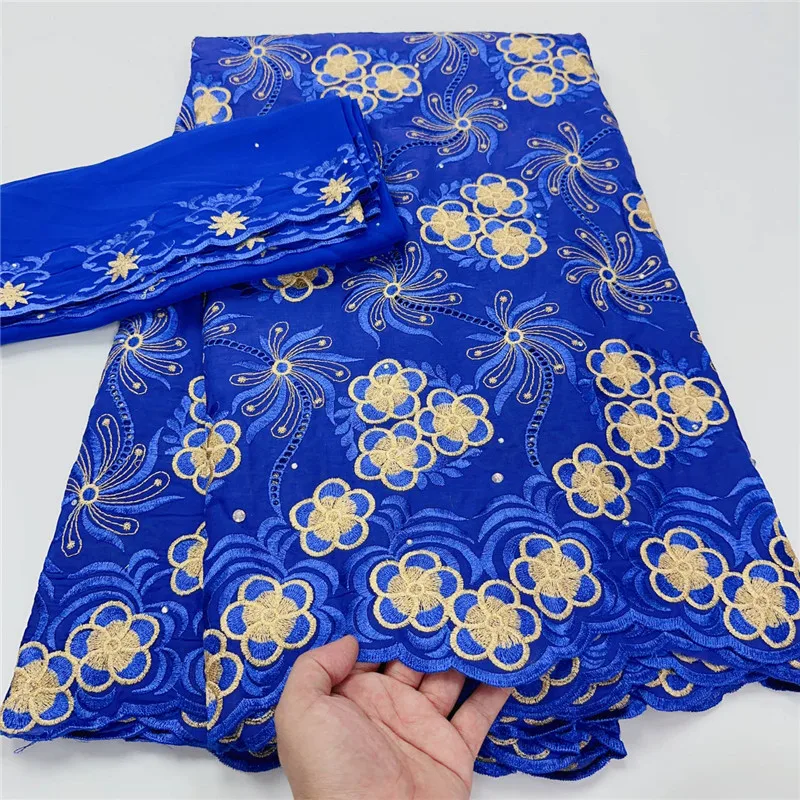 

7 yard With Scarf Swiss lace fabric latest Dry lace embroidery African 100% cotton fabrics Swiss voile lace Dubai style 9L052605