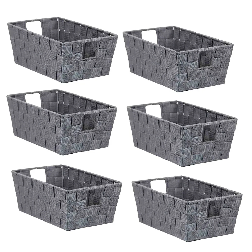 

Small Polyester Woven Strap with Storage Box Handle Gray Pack of 6
