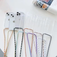 crossbody necklace cord lanyard transparent case for iphone 13 12 11 pro max mini 7 8 plus x xr xs se 2022 strap hang rope cover