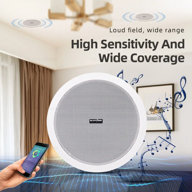 

Bluetooth-compatible Ceiling Speaker 6 Inch In-wall Roof Loudspeaker House PA System 10W Indoor Home Audio Center Theater System